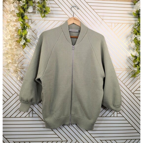 ESSENTIALS Women's Full Zip Cardigan Soft Thick Knit Moss Green Soft Size XS - Picture 1 of 7